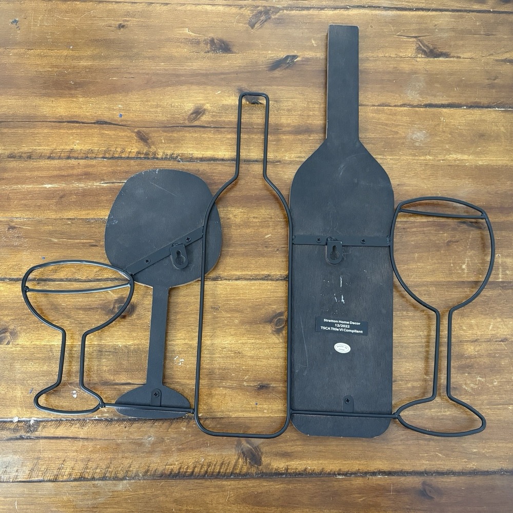 Metal & Wood Wine Theme Wall Art Decor Shabby Chic Kitchen Drink ~18x20in - Picture 3 of 7